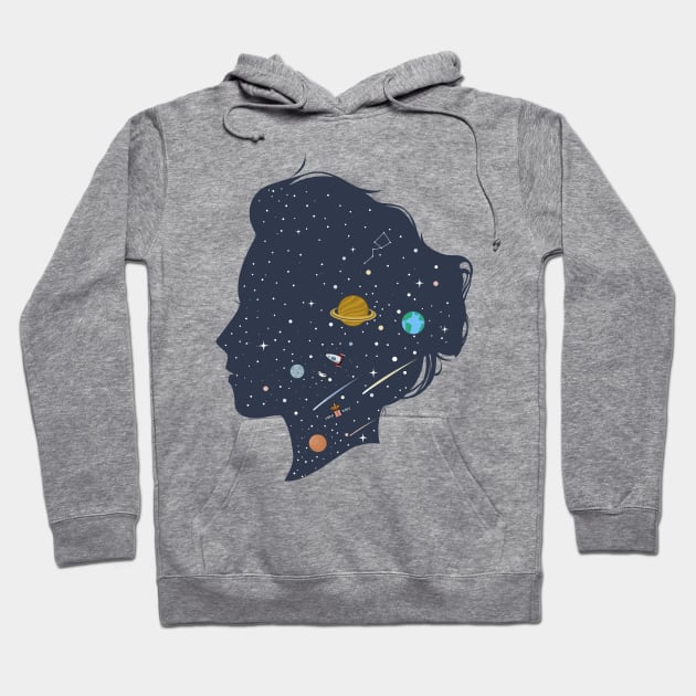 Woman landscape universe silhouette Hoodie by Mako Design 